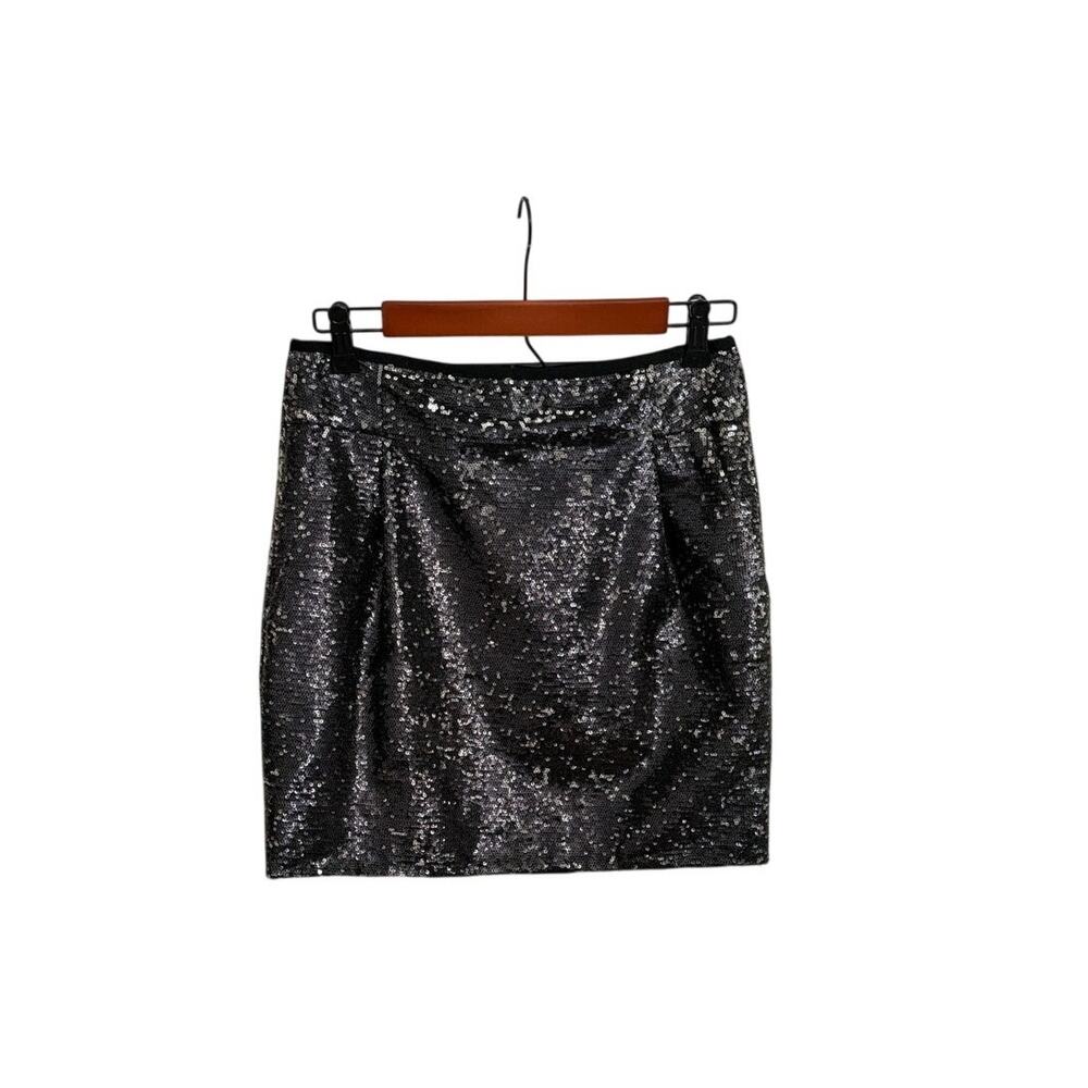 J. Crew Black Sequin Cocktail Mini Skirt Party Festive Event Size 2